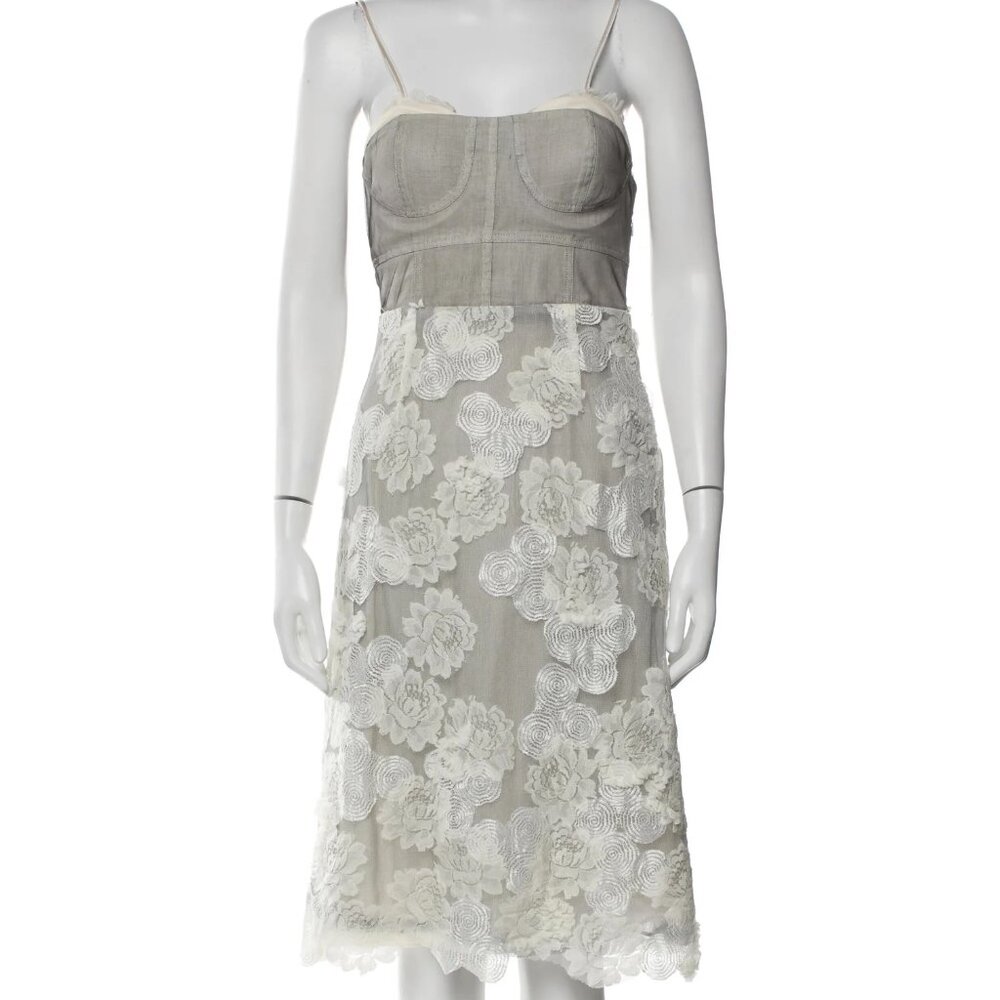 Lela Rose Floral Lace Overlay Bustier Dress | Size S